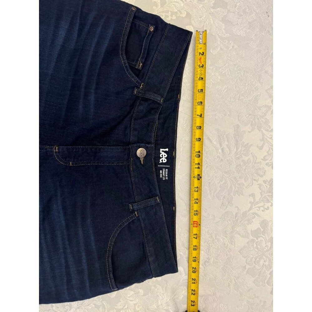 Lee Plus 22W Petite‎ Mid Rise Reg Fit Straight Dark Blue Jeans Stretch New W Tag - Picture 7 of 10